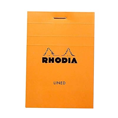 Rhodia Clairefontaine 11600C - Un Bloc agrafé Rhodia N°11 format 7,4x10,5 cm 80 Feuilles lignées 80g détachables, couverture orange