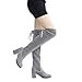 Produktbild Geili Damen Stiefel Overknees mit Blockabsatz Übergrößen Modische Paillette High Heels Langschaft Boots Frauen Elegasnte Schnüren Hohe Stiefel Kniestiefel