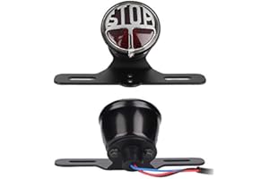 EVGATSAUTO Motorcycle Tail Light,Aluminum Alloy Motorcycle LED Light Tail Brake Light Stop Lamp With License Plate Bracket Vintage