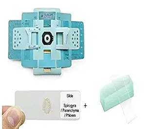 Vital's Foldscope Classroom Kit (Paper DIY Microscope) + one Prepared Slide for Ready Viewing + 2 Pieces of Plain Glass Slide (Blue)