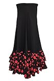  La Señorita Falda Flamenco Danza Sévillane mujer Lujo negro puntos rojo con volantes (Talla M)