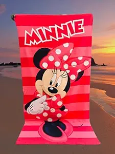 JBG Home Store Micro Cotton 300 GSM Minnie Printed Bath Towel for Kids,Boy/Girls-Size Large(75 x 150 cm,Multicolor)-Minnie(Pack of 1)
