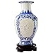 Produktbild SISIZHANG Keramikvase handgeschnitzten blauen und weißen Porzellanvase dünnen Reifen Hohl Klassische Vase Hause Wohnzimmer Dekoration Kunsthandwerk (Color : Blue, Size : 28.5 * 18CM)