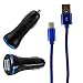 Produktbild Lonio® Black / Blau Schnelle 3.1A Dual USB KFZ Ladegerät + Blau Geflochten Typ C Kabel Geeignet Für Cubot Cheetah 2