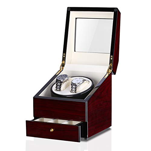 FLOUREON Uhrenbeweger automatischer Watch Winder für 2 Uhren Uhrenbox aus PU-Leder flüsterleise Motor Automatikuhren Holz (2+3) FLOUREON Uhrenbeweger automatischer Watch Winder für 2 Uhren Uhrenbox aus PU-Leder flüsterleise Motor Automatikuhren Holz (2+3)