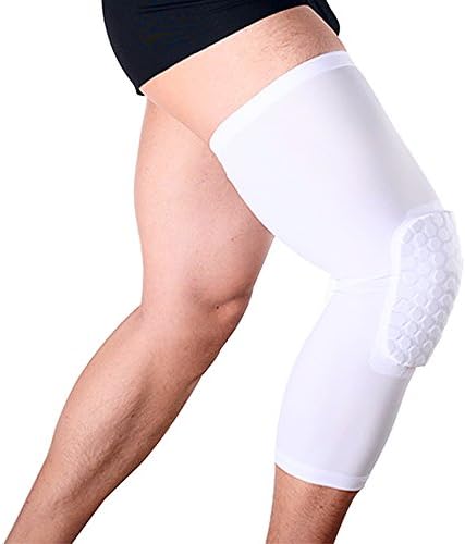 1 Pair / 2 Pcs Strengthen Kneepad Honeycomb Knee Pads Crashproof Antislip Basketball Leg Knee Sleeve Protective Pad Support Guard Padded Breathable Compression Wear Hexpad(White M)