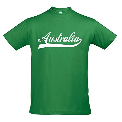 T-Shirt – Australia Oldschool Australien LÄNDERSHIRT EM / WM FAN Trikot S-XXL , Kelly green – weiß , L