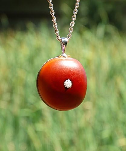 Pendant made of MUCUNA bean and rough diamond + Sterling Silver necklace