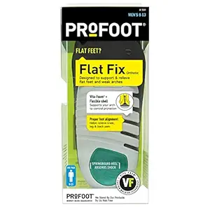 Profoot Men's Flat Fix Orthotic Insoles, Men's size 8-13.