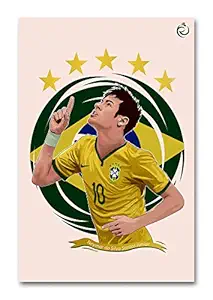 Tamatina Wall Poster | Football Posters | Neymar | Brazil | Sports Poster | Boys Room | Hostel | Laminated | Tearproof | Size - 45 X30 cms.a4325