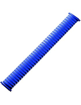 Uhrenarmband Edelstahl 18mm Blau Poliert - Flexband Mit Bandgliedern Oben Glanzpoliert - Mit Teleskop-Anstoss...