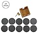 Produktbild 10er Set Premium Schiefer Untersetzer rund | inkl. Kreide u. Schwamm | Naturstein Schieferplatten Glasuntersetzer | Ø 10 cm