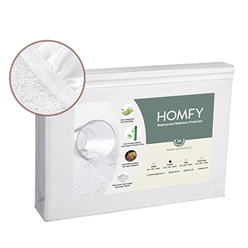 HOMFY Coprimaterasso Impermeabile, Copri Materassi fino a 40 cm (OEKO-TEX® | OEKO-TEX® Standard 100) Traspirante, Anallergico, Bianco (135x190+40cm)