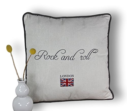 Kissen 40x40cm rock roll union jack weiß creme Dekokissen Füllung Polsterkissen