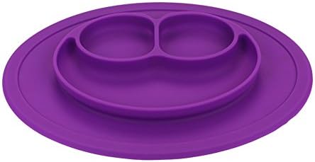 silicone dinner plate Grade Silicone Suction Anti Slip Portable Divided Section Smile Toddler Baby Feeding Tray Plate Bowl (purple)