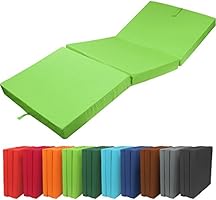 Klappmatratze 195 x 80 x 10 cm - komfortables G&auml;stebett mit Microfaserbezug - zusammenklappbare Faltmatratze gr&uuml;n