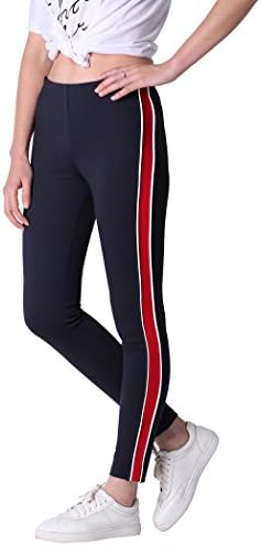 SVG Women's Color Block Golf Pants Striped Running Tights Yoga Jogging Leggings(L,Navy Blue)