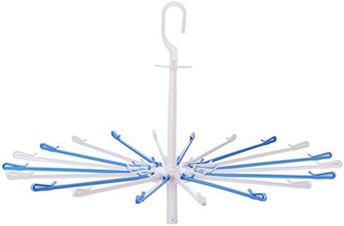 Seroda Plastic Umbrella Shape Foldable Portable 20 Clip Clothes Dryer Hanger Baby Diapers Racks (Blue)