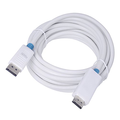 MutecPower 2 Stück von 5 meter DisplayPort (DP) männlich auf HDMI männlich Kabel – 4K Ultra HD – Weiß – 5m Mit 2 Kabelbinder - 2