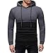 Produktbild Realde Herren Kapuzenpullover Langarmshirts Pullover mit Kapuze Männer Streifen Patchwork Sweatshirt mit Taschen Mantel Outwear Freizeit Kapuzenpulli Langarmshirts Oberteile