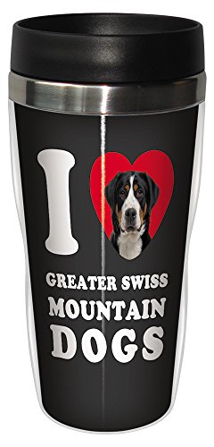Tree-Free Greetings I Heart Greater Swiss Mountain Dogs Sip 'N Go Stainless Lined Travel Tumbler, 16-Ounce (SG25062)