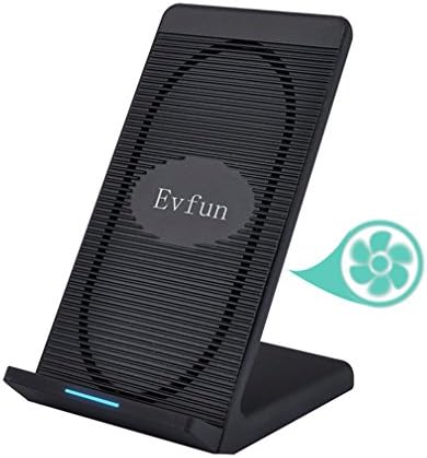 Evfun Wireless Charger, Qi Fast Wireless Charging Stand With Cooling Fan, Optimized for iPhone 8 / 8 Plus, iPhone X, Sumsung GalaxyHuawei Mate 10, Galaxy S8/S8 Plus, Note 8, Note 5, S6 Edge+/S6/S6 Edge/S7 Edge QI Devices (black)