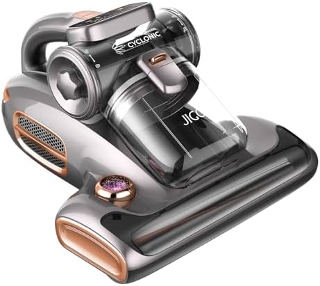 JIGOO T600 Aspiratore per Materassi con luce UV e Vibrazione, 700W 15kpa Battimaterasso Antiacaro, Rimuove il 99,9%, Indicatore LED, 60 ℃ 5s, Riscaldamento Rapido, 72 dB Design Silenzioso