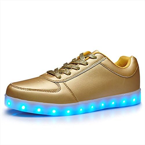 QOUJEILY Unisex LED Shoes 7 Colors USB Charging Sneakers (3 UK / 36 EU, Gold)