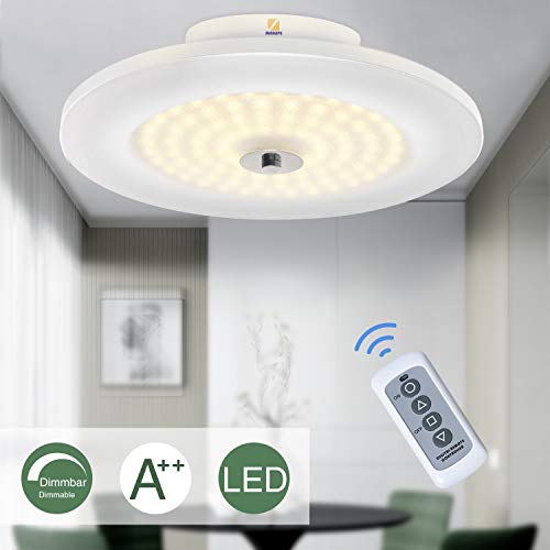 Preisvergleich Produktbild LED Deckenleuchte, Sunllipe LED Deckenlampe stuflos dimmbar 18W mit Fernbedienung, Deckenbeleuchtung mit 90er SDM2835 LEDs, 3000K Warmweiß für Schlafzimmer, Wohnzimmer und Küche