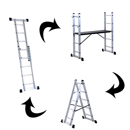 Homcom® 3 in 1 Alu Arbeitsgerüst Leitergerüst Kleingerüst Leiter Gerüst Mehrzweckleiter