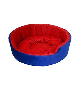 Gorgeous Velvet Ultra Soft Round Reversable Dog/Cat Bed (Red and Blue, XXL)