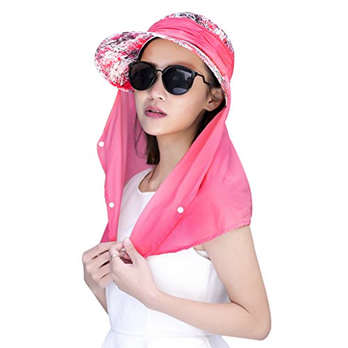 YJZQ Femme Chapeau de Soleil Masque de Visage Casquette à visière Anti-Soleil Pliable Mask Pêcheur Capeline d'été Protection du Cou Contre UPF 50+ Chapeau de pêche Bonnet Anti Moustique pour Voyage