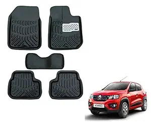 Auto Hub 4D Car EVA, PVC Foot/Floor Mats Compatible with Renault Kwid (Model : 2015-2021) -Black