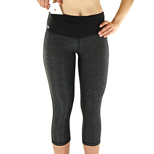 Sport-Leggings Damen 3 4 mit Hüfttasche für Handy Laufhose capri dreiviertel 3/4 Fitness Sport tights schwarz muster yoga hose sporthose jogging farbig dreiviertel 3/4 lang von Formbelt