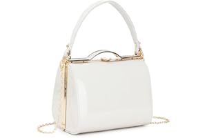 LeahWard Patent Clutch Bag, Women's Top Handle Clutch Bag, Chain Strap Cross Body Bag, Handbag Wedding Evening Bags 16688
