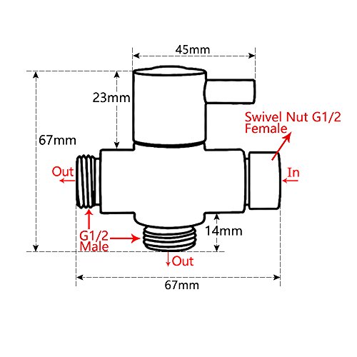 MINGOR SOLID MESSING Umsteller 3-Wege-Umschaltventil Alle 1/2 „IPS Duschsystem Ersatzteil, Poliertes Chrom - 4