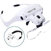 ANDSTON Işıklı b&uuml;y&uuml;te&ccedil; g&ouml;zl&uuml;ğ&uuml;, eller serbest kafa bandı, b&uuml;y&uuml;te&ccedil;, 2 LED ışıklı, hobi, okuma, elektrik&ccedil;i, kuyumcular, dikiş, 