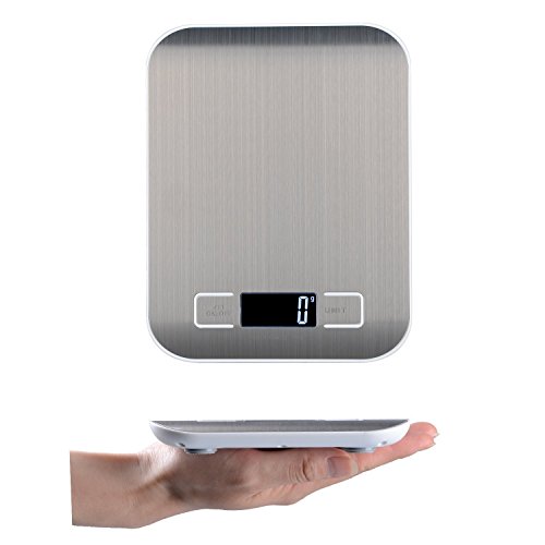 QITAO® Digitale Küchenwaage, Digitalwaage Professionelle Waage, Electronische Waage, Küchenwaage, Briefwaage, Hohe Präzision auf bis zu 1g/0.01oz (5kg/ 11 lb Maximalgewicht), Tara-Funktion, LCD-Display, Inkl. Batterie - 6
