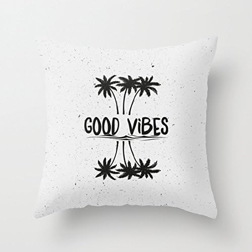 Good Vibes Vintage Canvas Throw Pillow Case Pillow Cover with Zip for Girls Cushion Cover 18 x 18