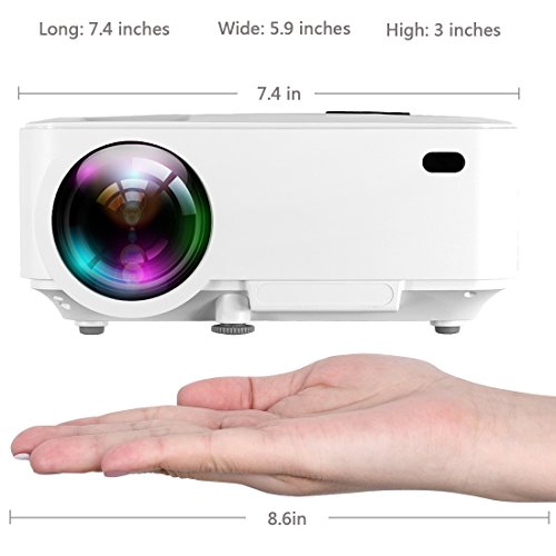 Mini Proiettore Yaufey T21 1800 Lumens LED Proiettore Home Theater portatile, nuovo aggiornato Collega a iPhone / iPad tramite cavo USB, Proiettore video supportando 1080P HDMI per Home Cinema TV Smartphone gioco