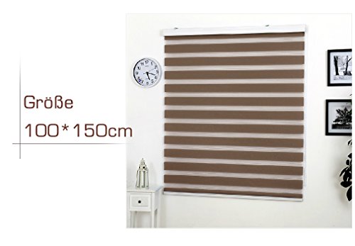 SHINY HOME® 60/80/90/100 x 150 cm Elegant Duo-Rollo Klemmfix ohne Bohren Doppelrollo verspannt inkl Klemmträger – in 4 Größen | Kaffeebraun | 100 x 150 cm - 3
