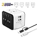 Produktbild iVoler Universellen 4-in-1 Reiseadapter Netzteil mit Doppel USB-Ports und Schmelzsicherung Multinationaler Ladestecker Ladegerät Ladeadapter Reisestecker Steckdosenadapter World Travel Adapter für Weltweit 150 Ländern mit EU / UK / US / AU Stecker Universal fusionierten Sicherheit AC-in einem Ladegerät [mit 2-in-1 Micro USB & Type C Kabel (1m) & Lightning USB Kabel (1m)] - Weiß