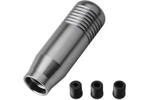 Juttzzei Car Gear Shift Knob, 8.5 CM Universal Gear Knob, Manual 5 Speed 6 Speed Gear Stick Knob, Premium Aluminum Gear Stick Shifter Lever with 3 Adapters for Most Manual Automatic Vehicles(Silver)