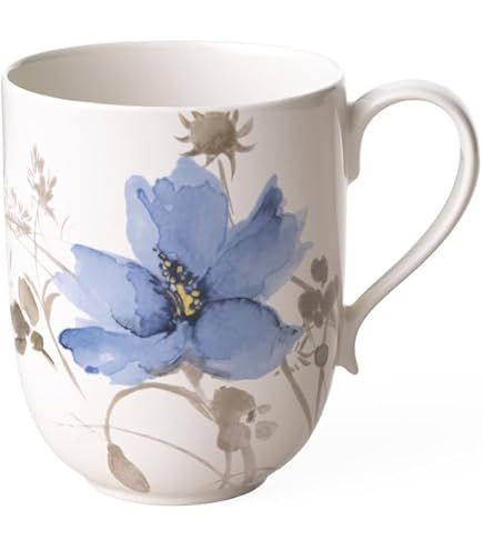 Villeroy & Boch Mariefleur Tea Tasse à Thé, vaisselle en haute qualité premium en rose et vert et orange, 430 ml tasse à anse, Porcelaine, Blanc, 12 x 12 x 10 cm