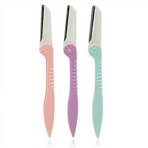 G2PLUS 3 PCS Eyebrow Razor Shaper Cheek Facial Hair Remover Peach Fuzz Shaver Women's Trimmer Shaving Grooming Kit