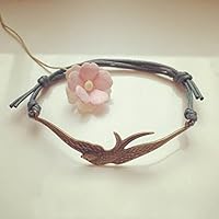 Großes Schwalben Armband in Petrol Bronze Größenverstellbar, swallow / bird / vintage / ethno / hippie / must have / statement / florabella schmuck