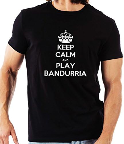 Keep Calm and Play bandurria Unisex T shirt Personalised Unusual Tee in Black XXXL