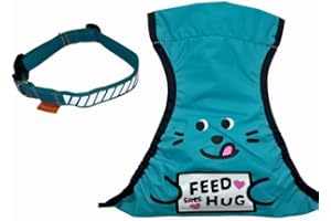 MUDLESS Waterproof Pet Dog Collar-on Belly Vest Jacket Cover, Lightweight Breathable Outdoor Indoor - Clean & Dry in Rain Snow Mud (Turquoise, Feed Hug, L)