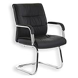 Besucherstuhl Konferenzstuhl CEDRIC, schwarzes Napalonleder,...