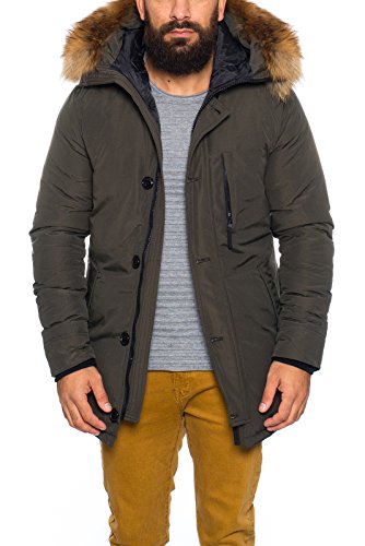 Warme HUSARIA Canada Dry Herren Winterjacke Mantel Parka Jacke Kapuze mit echt Fell 7001 Eyecatcher !!! (XXL, Khaki)